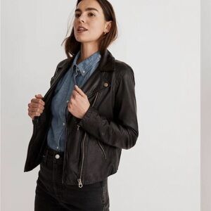 Washed Leather Motorcycle Jacket: Brass Hardware Edition Madewell XXS NWT